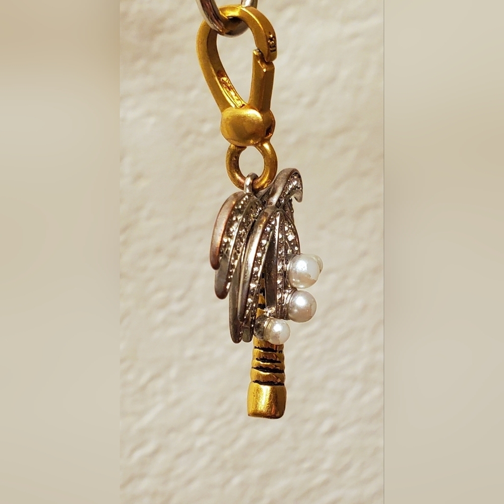 Juicy Couture Palm Tree Charm Coconut Pearl Rhinestone Pave Crystal Gold Nature - Picture 13 of 13